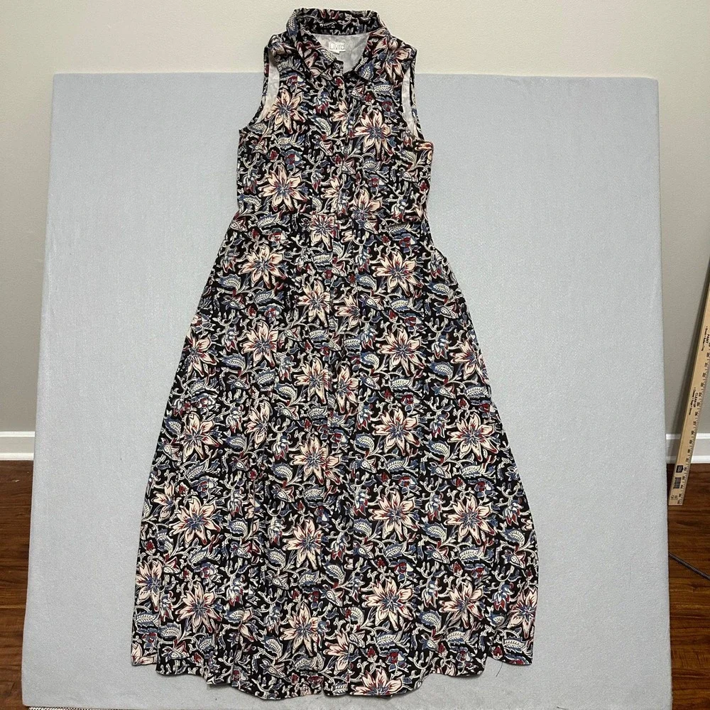 Livro Womens Floral Print Sleeveless Button Front Maxi ShirtDress Boho Small‎